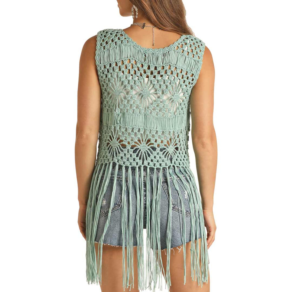 Rock & Roll Cowgirl Women's Crochet Fringe Knit Vest