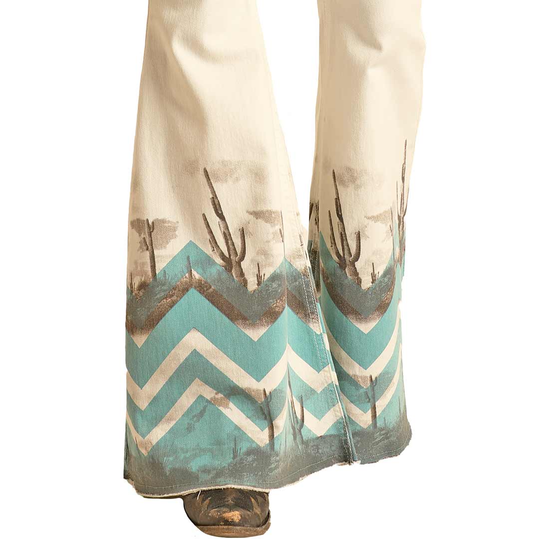 Rock & Roll Denim Women's High Rise Extra Stretch Desert Print Bell Bottom Jeans
