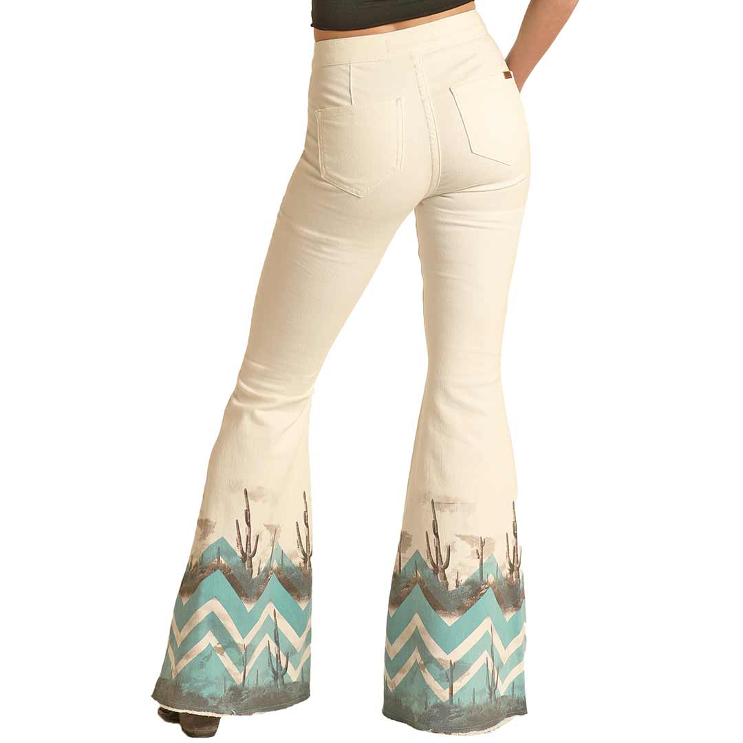 Rock & Roll Denim Women's High Rise Extra Stretch Desert Print Bell Bottom Jeans