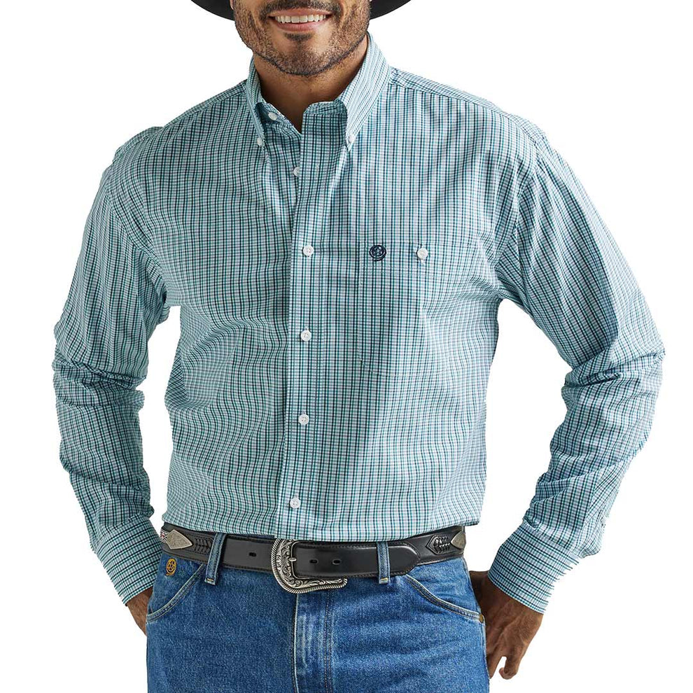Wrangler Men's George Strait Mini Plaid Button-Down Shirt