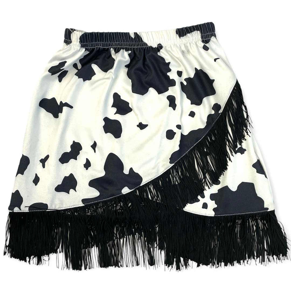 Shea Baby Toddler Girls' Cow Print Fringe Skirt