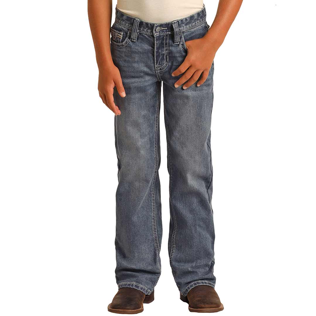 Rock & Roll Denim Boys' Relaxed Fit Stackable Bootcut Jeans
