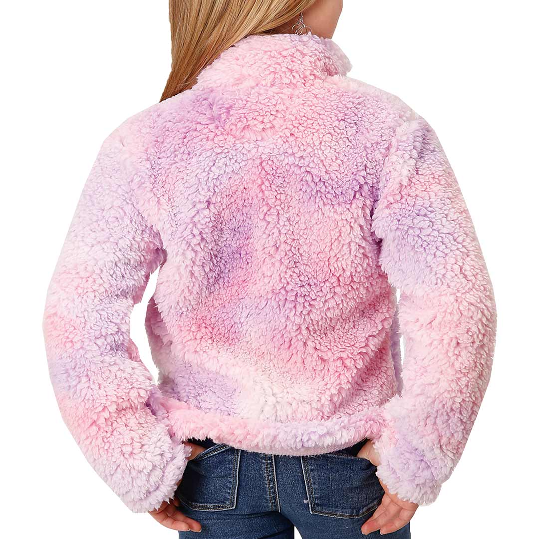 Roper Girls' Fuzzy Sherpa 1/4 Zip Pullover Sweater