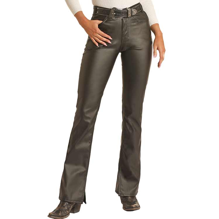 Rock & Roll Denim Women's High Rise Pleather Bootcut Jeans