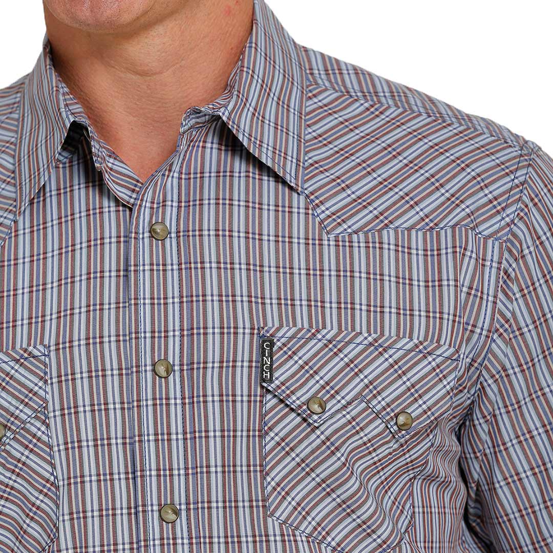 Cinch Men's Modern Fit Check Stripe Snap Shirt