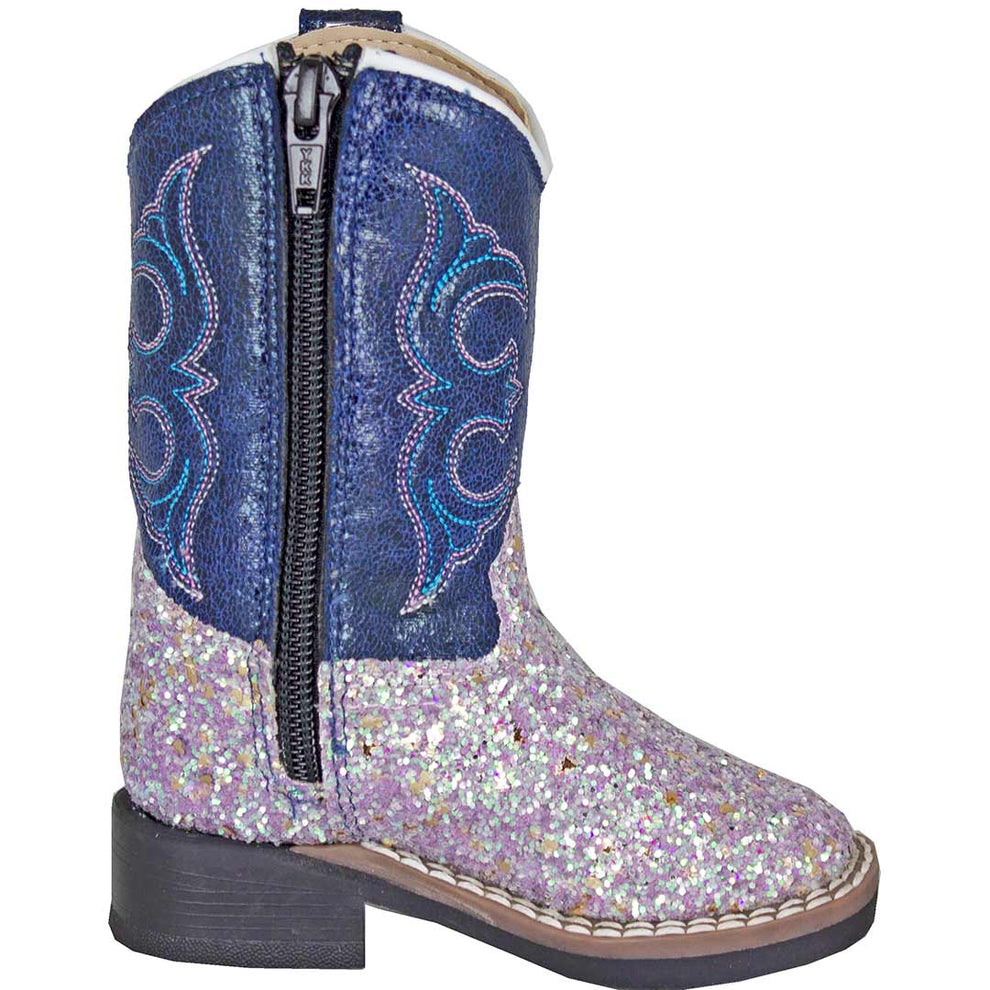 Old West Toddler Girls' Glitter Vamp Cowgirl Boots
