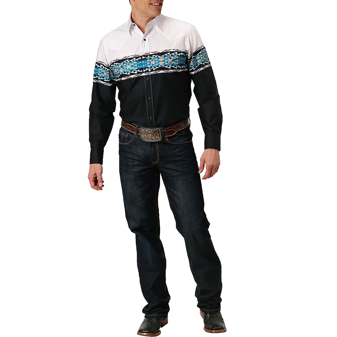 Roper Men's Aztec Border Print Snap Shirt