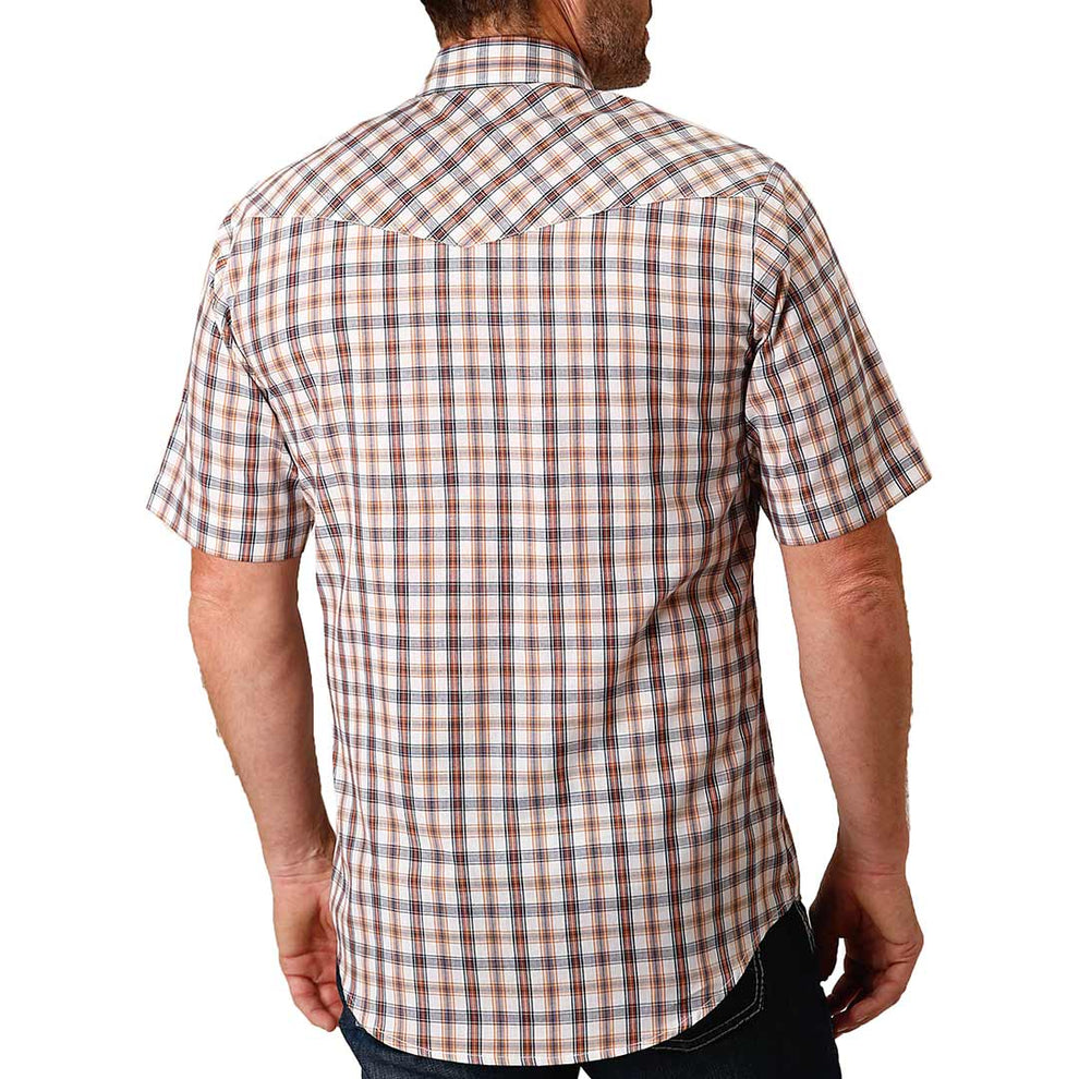 Roper Men's Short Sleeve Check Plaid Snap Shirt