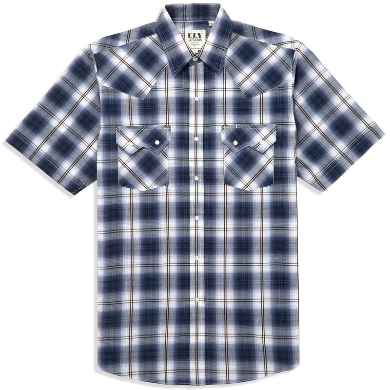 Ely Cattleman Men's Short Sleeve Ombre Plaid Snap Shirt