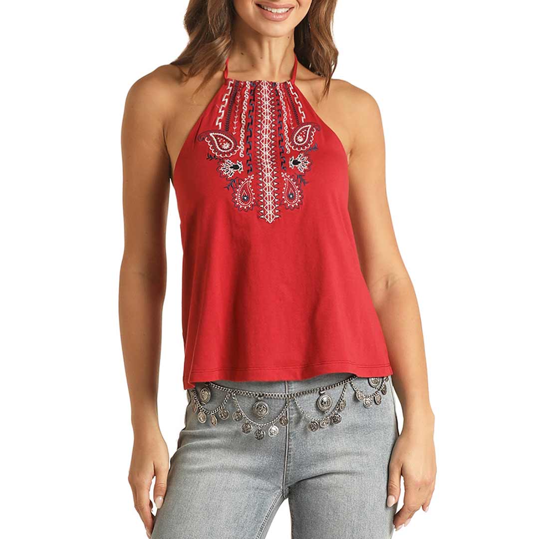 Rock & Roll Cowgirl Women's Embroidered Halter Top