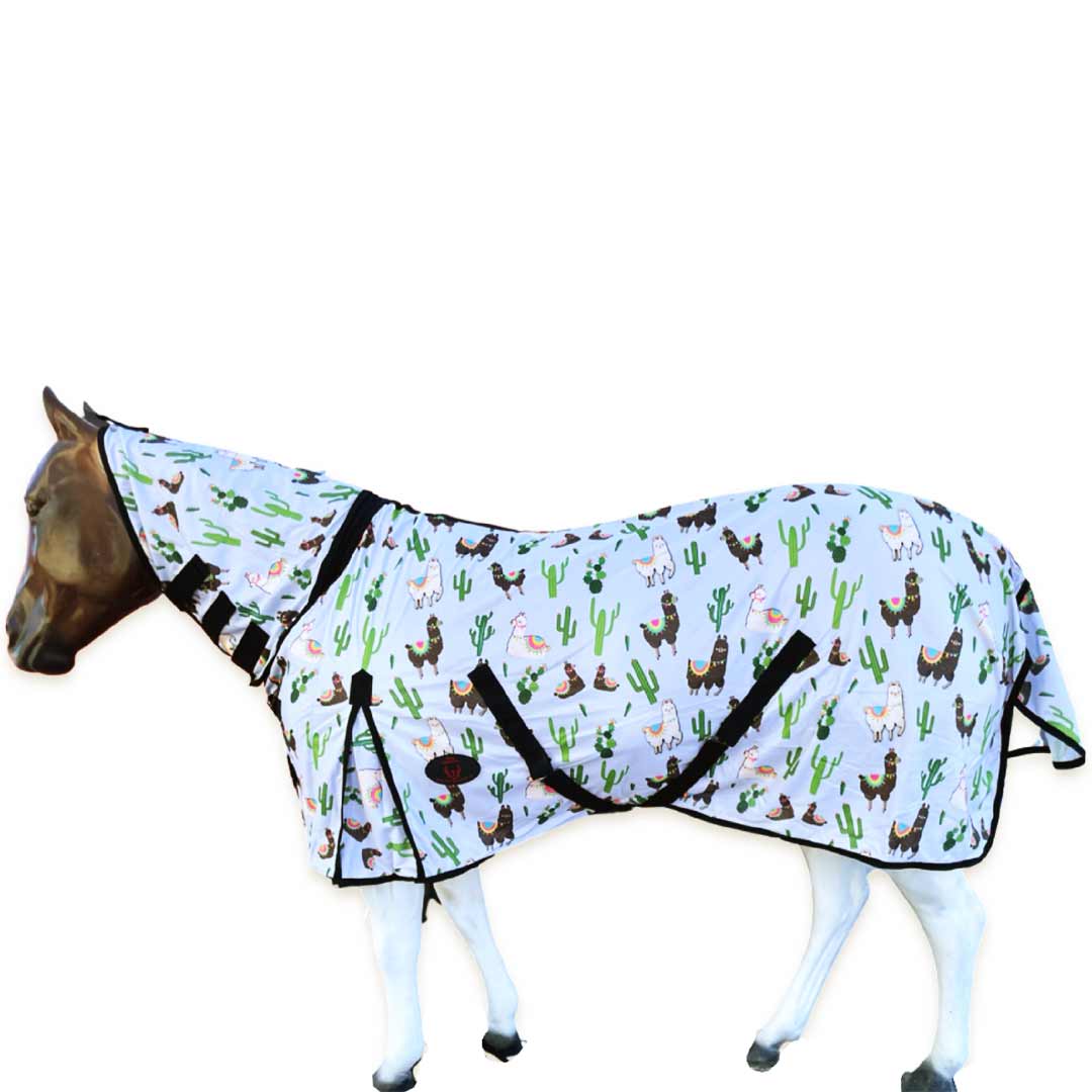 Tech Equestrian Llama Print Pony Fly Sheet with Attached Hood