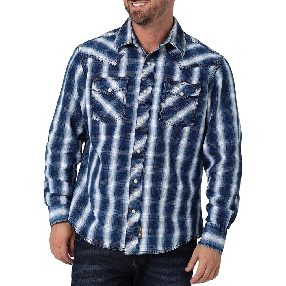 Wrangler Pearl Snap Western Shirt Men's 3XL XXXL Long Sleeve Plaid Cowboy