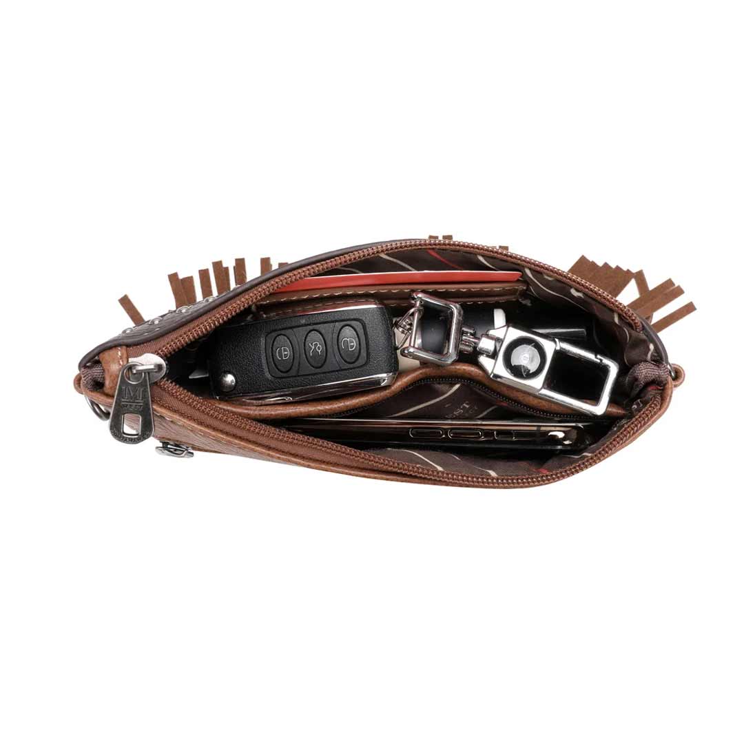 Montana West Embroidered Aztec Fringe Collection Crossbody/Wristlet