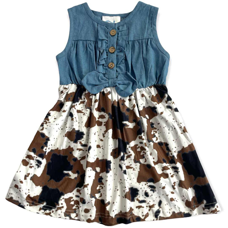 Shea Baby Toddler Girls' Denim & Cow Print Dress