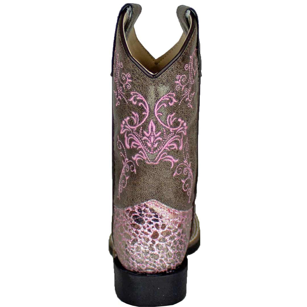 Old West Girls' Metallic Croc Print Cowgirl Boots