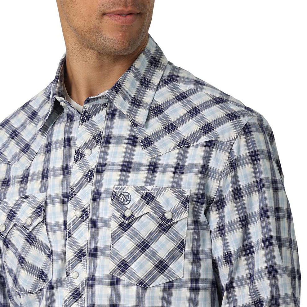 Wrangler Men's Retro Sawtooth Pocket Plaid Snap Shirt