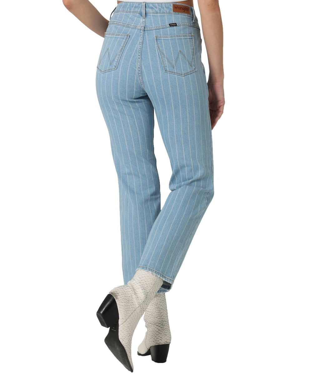 Wrangler Women's Rodeo Straight Leg Striped Cropped Jeans