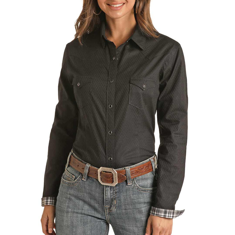Rough Stock Women's Tone on Tone Diamond Snap Shirt