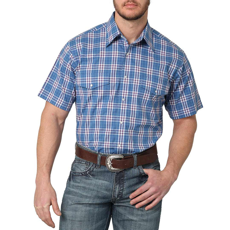 Wrangler Men's Wrinkle Resist Short Sleeve Plaid Snap Shirt