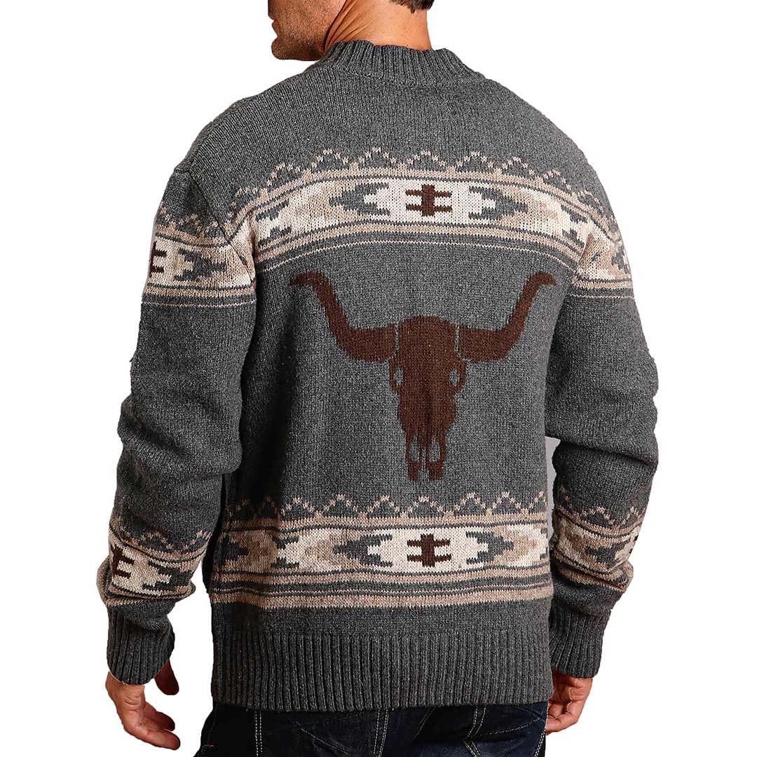 Stetson Men's Steer Skull Full Zip Knit Sweater