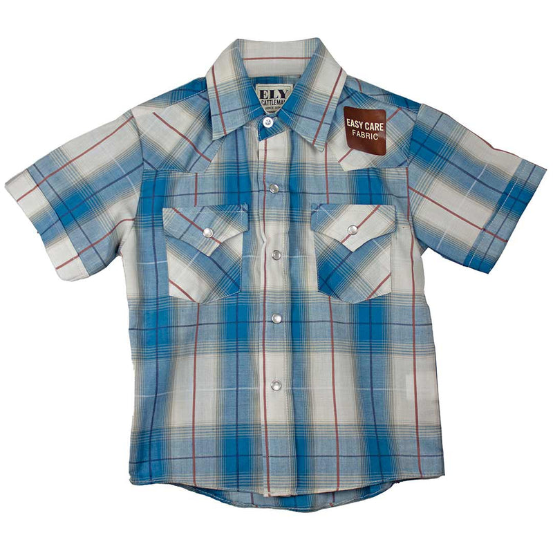 Ely Cattleman Boys' Plaid Print Snap Shirt