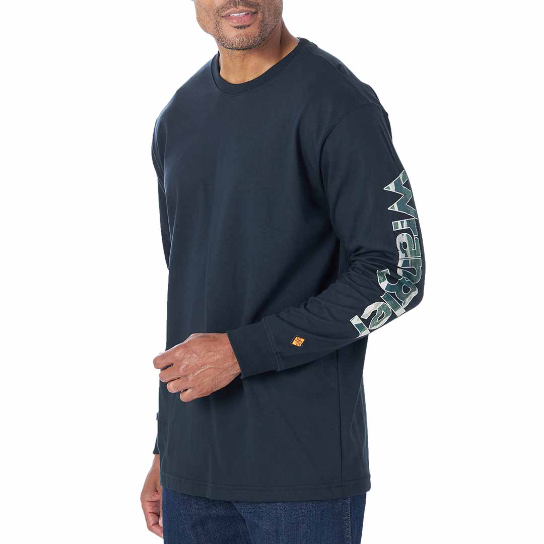 Wrangler Men's Flame Resistant Camo Arm Logo Long Sleeve T-shirt