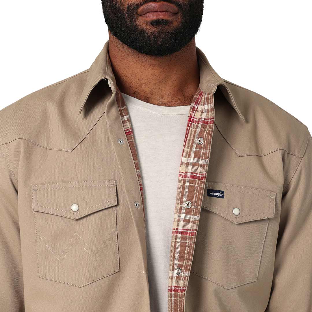 Wrangler Men's Flannel Lined Solid Snap Work Shirt