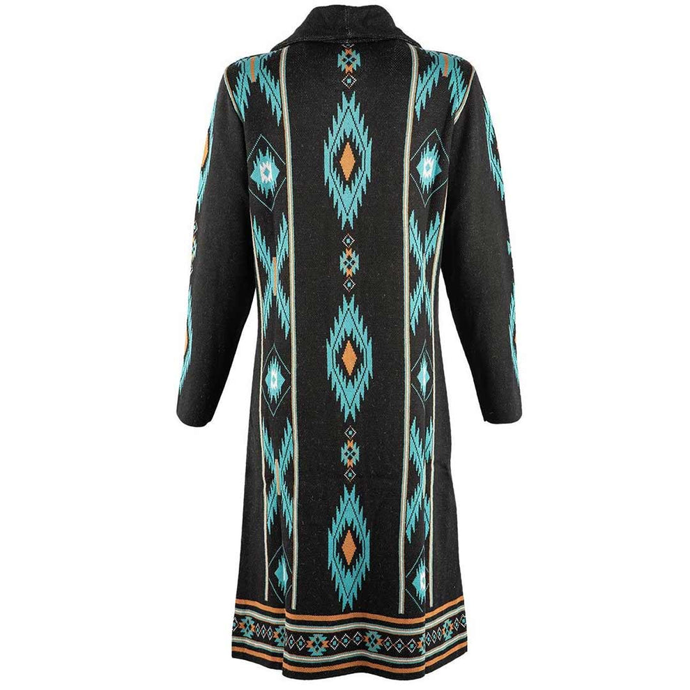 Time of the West Women's Aztec Collared Duster Cardigan