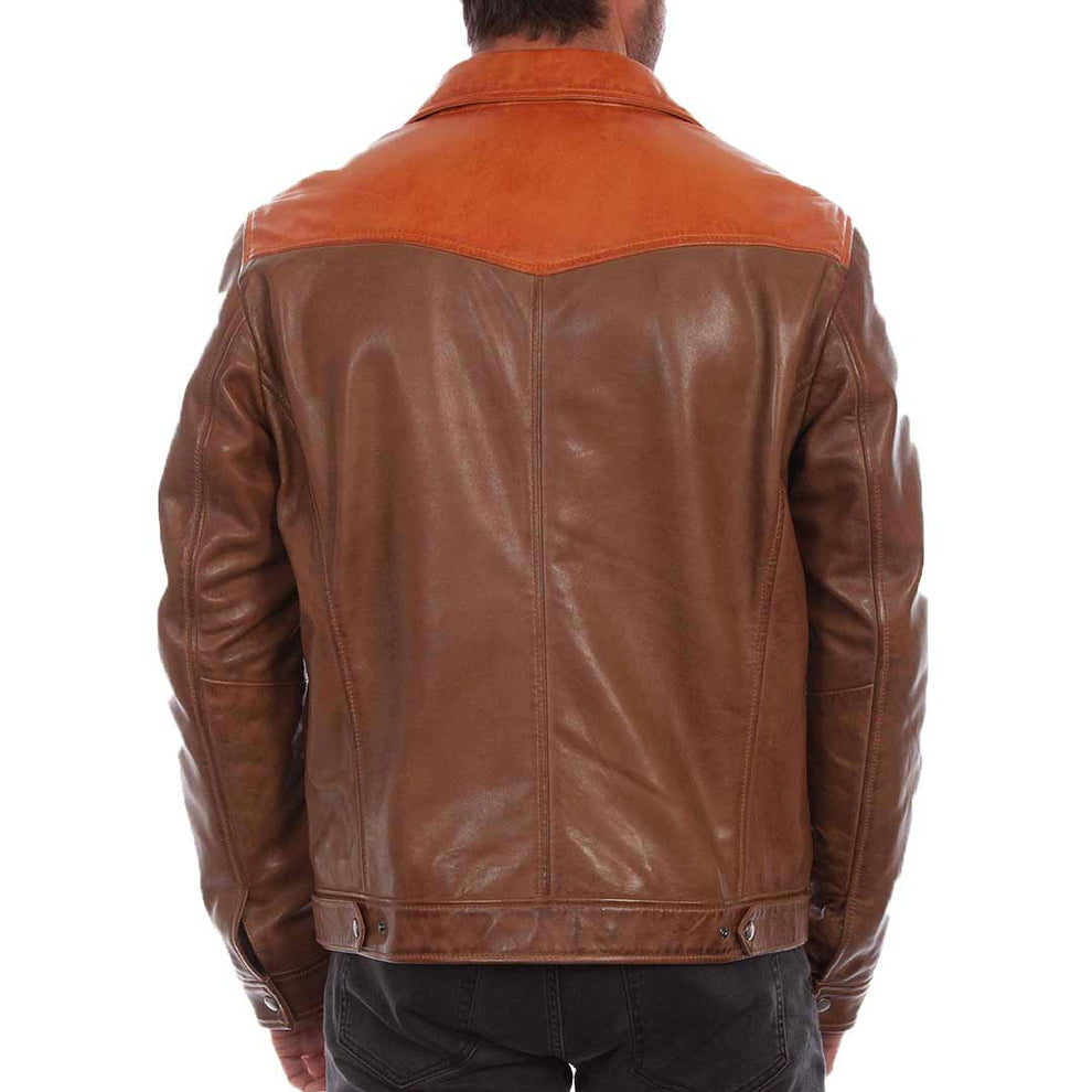 Scully Men's Contrast Yoke Leather Jacket