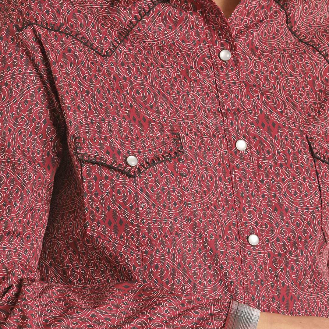 Rough Stock Women's Stitched Yoke Diamond Paisley Snap Shirt
