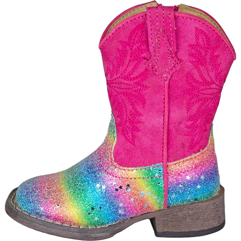 Roper Toddler Girls' Rainbow Glitter Cowgirl Boots