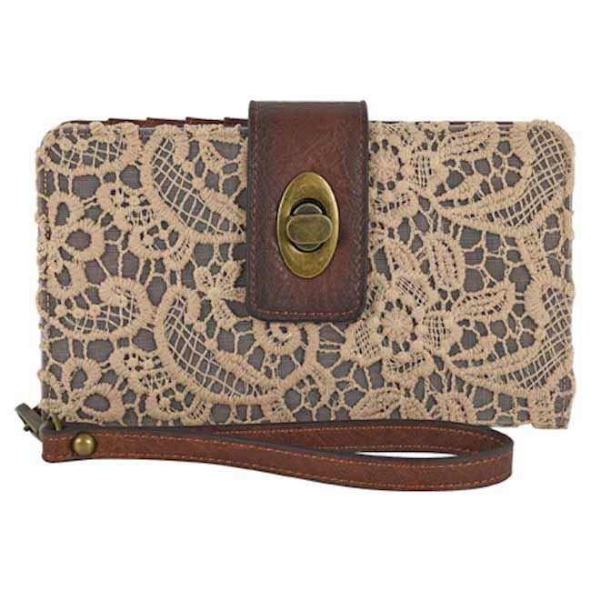 Justin Burnished with Lace Overlay Wallet