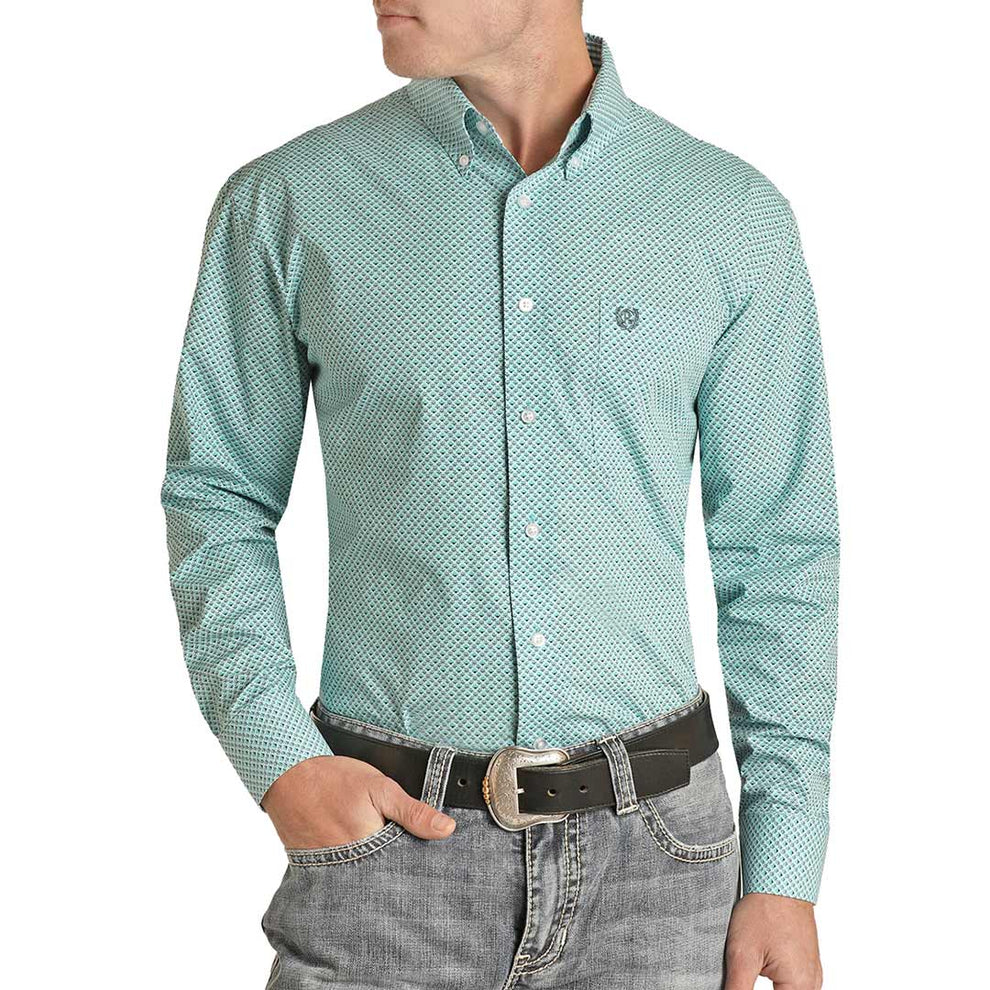 Panhandle Select Men's Diamond Print Button-Down Shirt