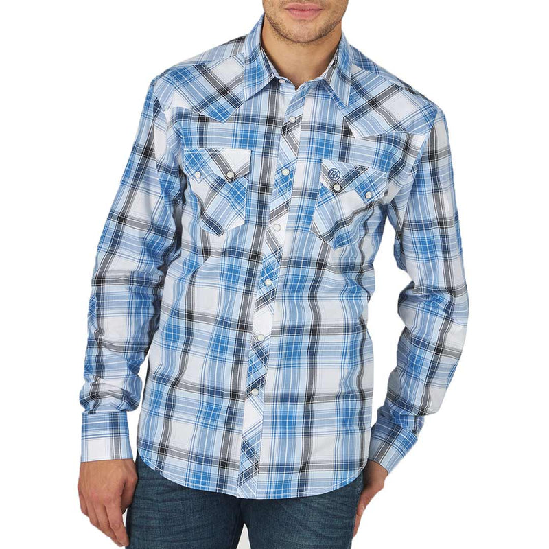 Wrangler Men's Retro Sawtooth Pocket Plaid Snap Shirt