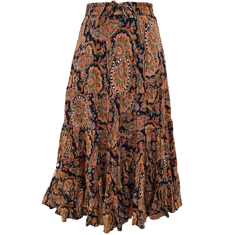 Wondrous Art Wear Women's Sequin Broomstick Tiered Print Skirt