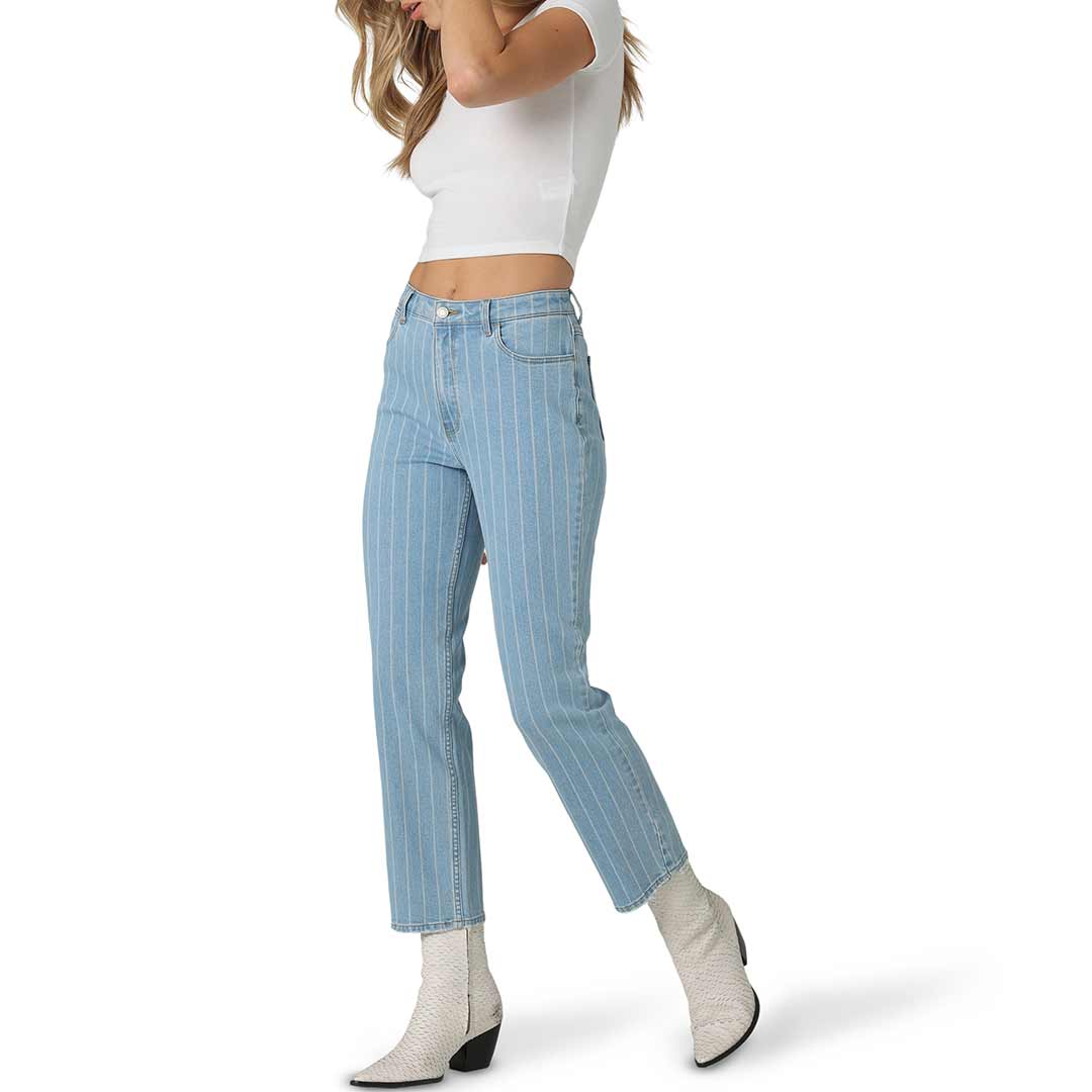 Wrangler Women's Rodeo Straight Leg Striped Cropped Jeans