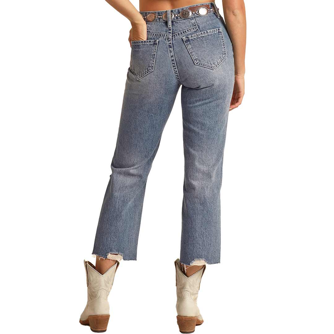 Rock & Roll Denim Women's High Rise Floral Patch Cropped Jeans