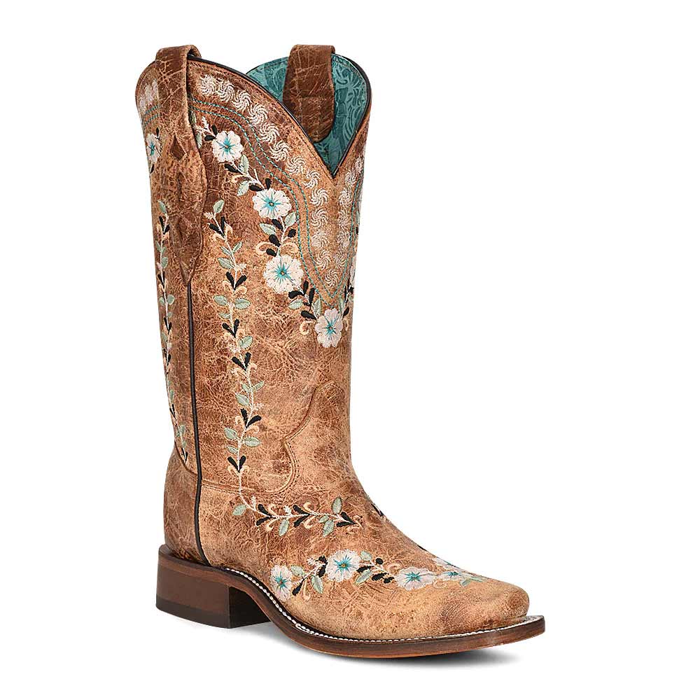 Floral square online toe boots