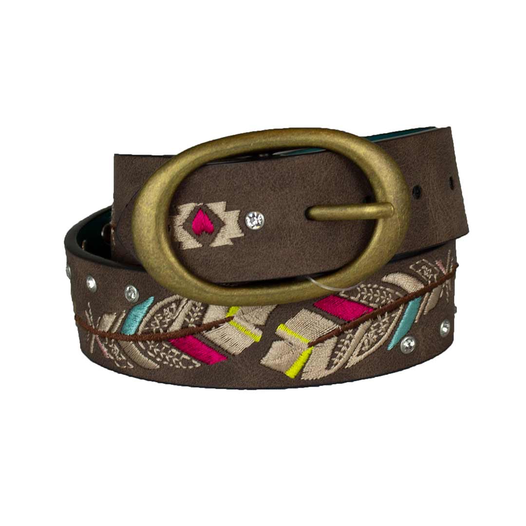 Catchfly Girls' Feather Embroidered Belt