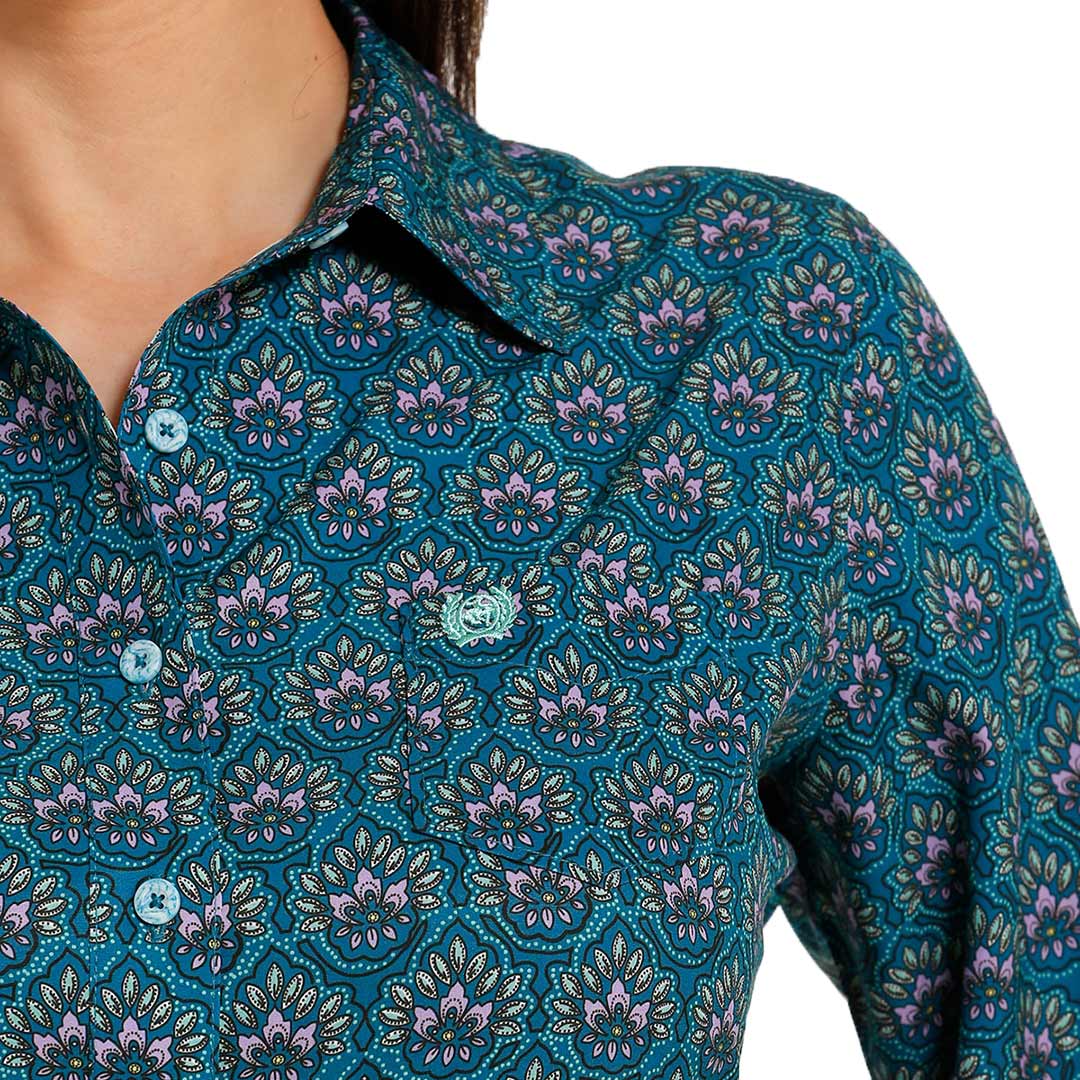 Cinch Women's Arena Flex Floral Print Button-Down Shirt