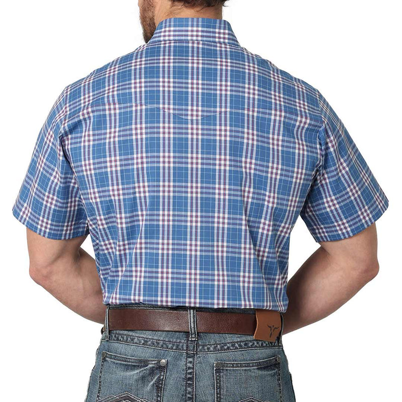 Wrangler Men's Wrinkle Resist Short Sleeve Plaid Snap Shirt