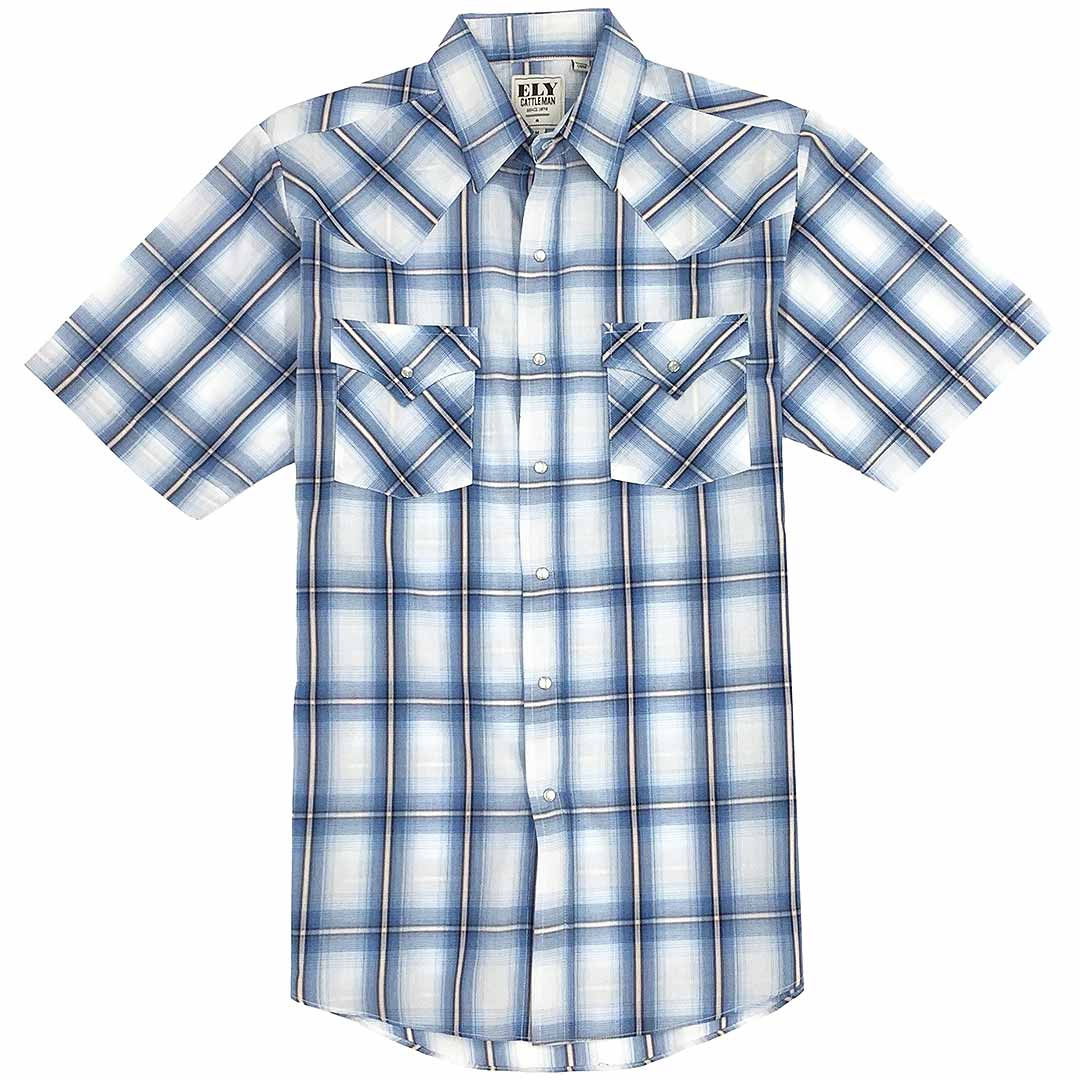 Ely Cattleman Men's Short Sleeve Plaid Snap Shirt