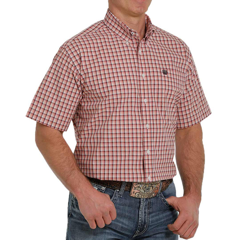 Cinch Men's Short Sleeve Button-Down Plaid Shirt