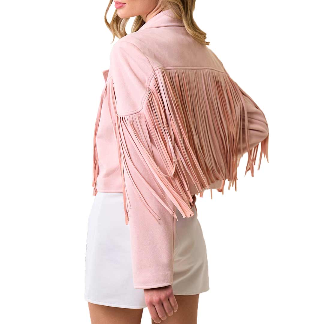 Saints & Hearts Women's Fringe Suede Cropped Jacket