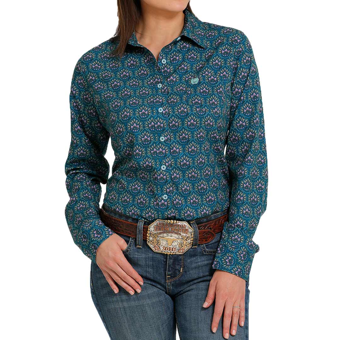 Cinch Women's Arena Flex Floral Print Button-Down Shirt