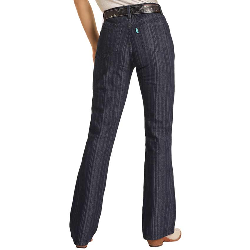 Hooey Women's Jacquard Stripe High Rise Bootcut Jeans