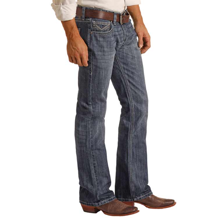 Rock & Roll Denim Men's Pistol Regular Fit Raised Denim V Bootcut Jeans