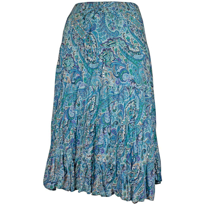 Wondrous Art Wear Women's Sequin Broomstick Tiered Print Skirt
