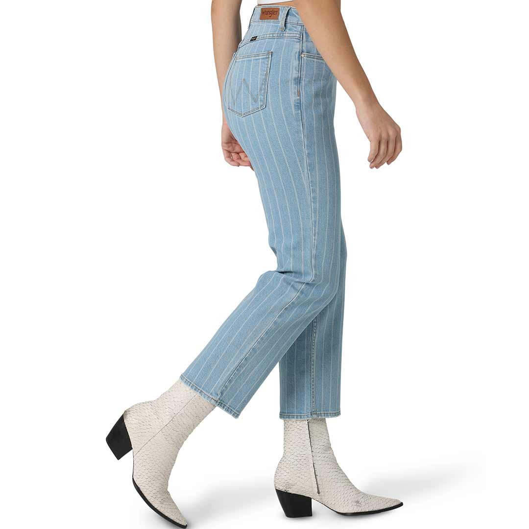 Wrangler Women's Rodeo Straight Leg Striped Cropped Jeans