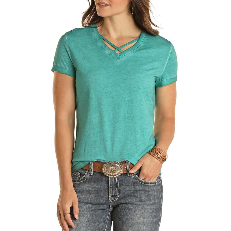 Panhandle Women's Criss-Cross Neck T-Shirt